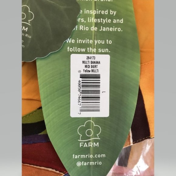 Farm Rio Banana Midi Wrap Skirt Yellow size L - Picture 11 of 11